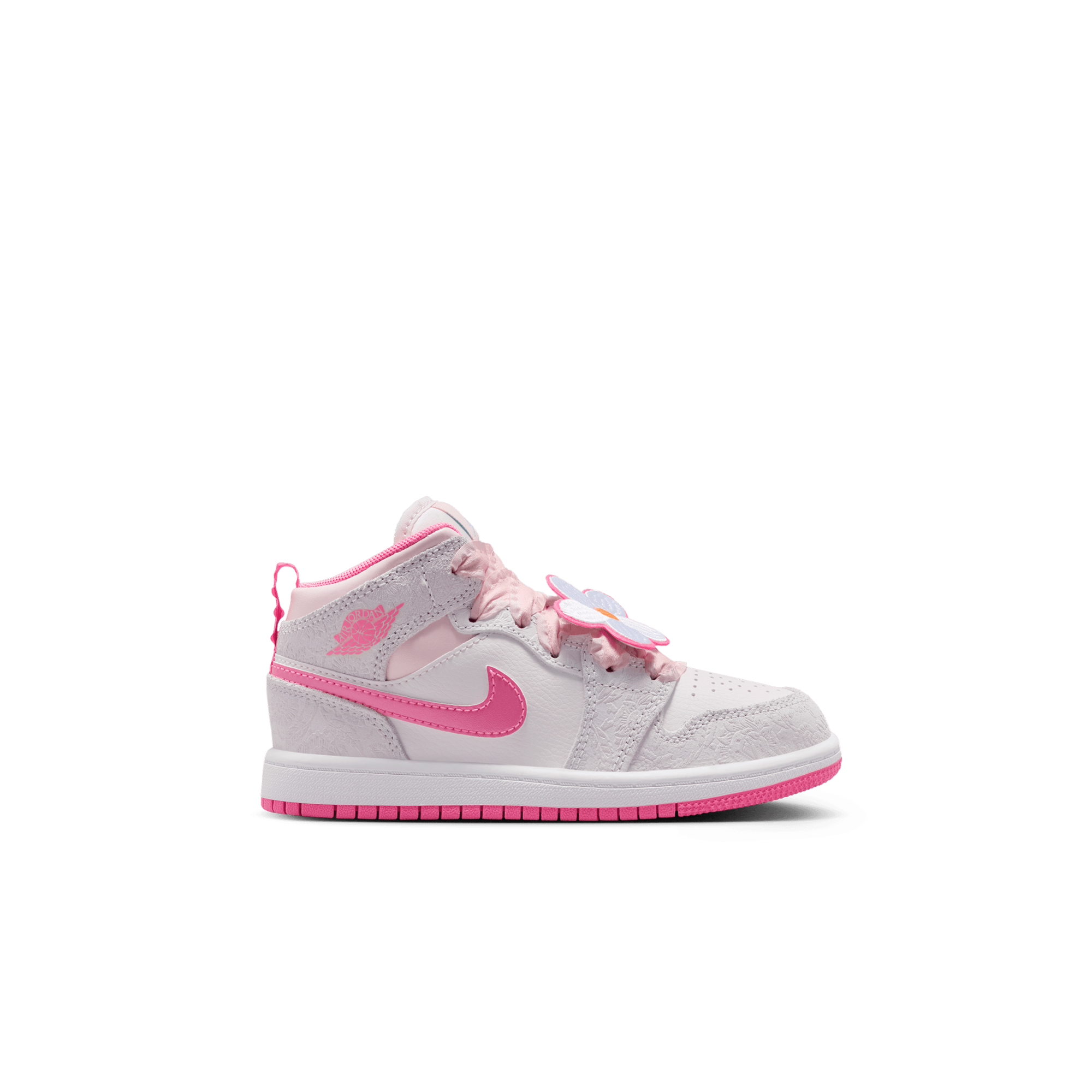 Jordan 1 Mid SE "Vast Grey/Pink Glow/Sail" Toddler Girls' Shoe - PINK/GREY